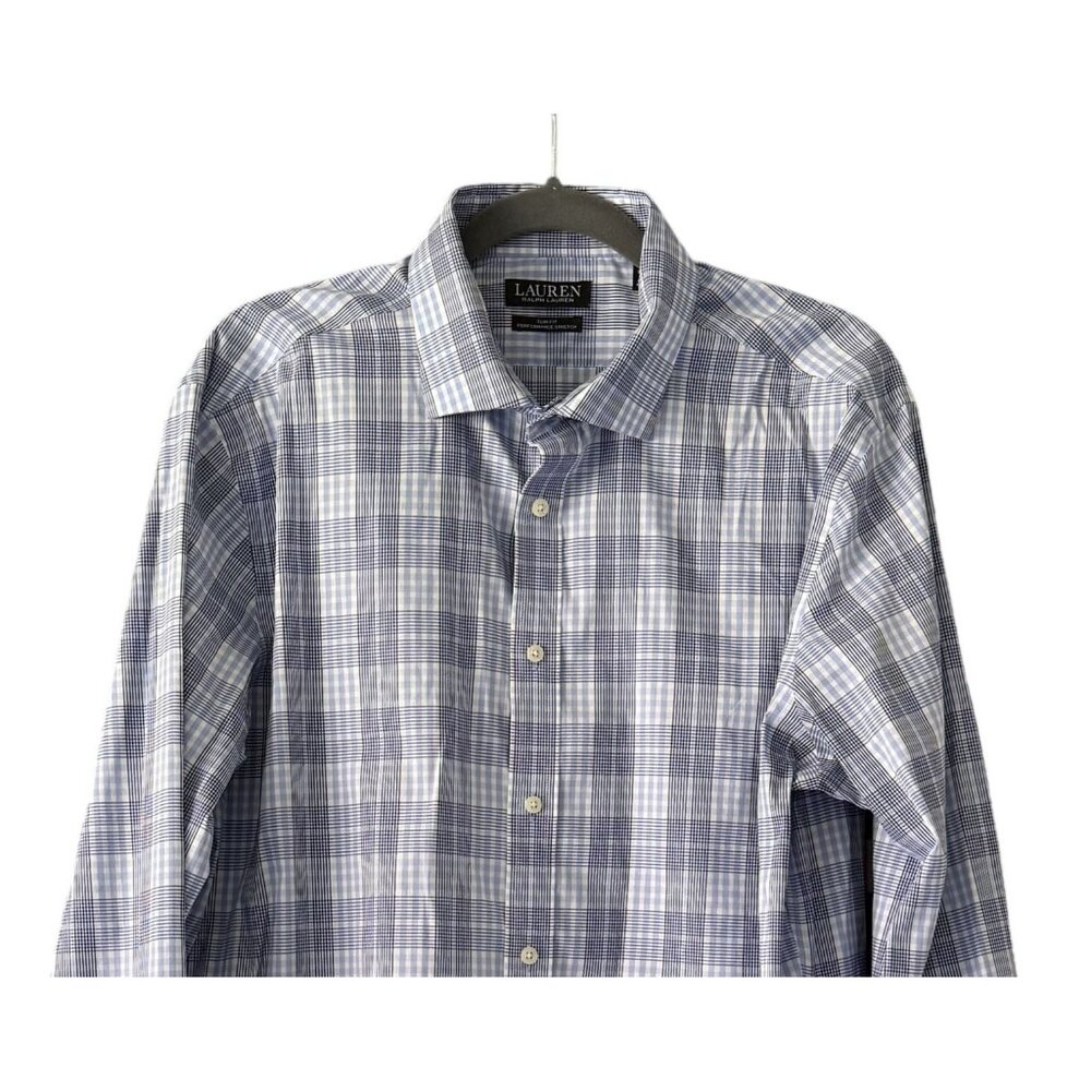 Lauren Ralph Lauren Slim Fit Performance Dress Shirt Size XL  17 36/37 Plaid - Picture 2 of 6